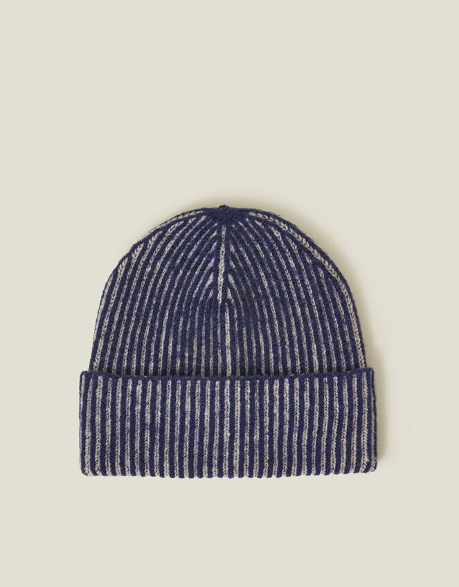 Chunky Rib Beanie Hat, Blue (NAVY), large