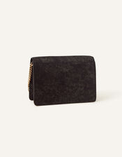 Glittery Leather Cross-Body Bag, Black (BLACK), large