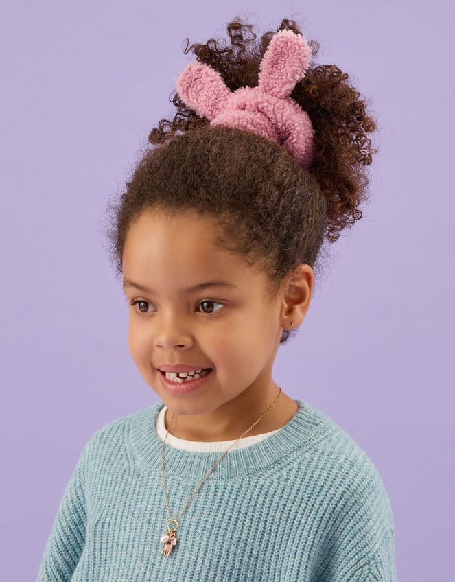 Girls Bunny Borg Hair Scrunchie, , large