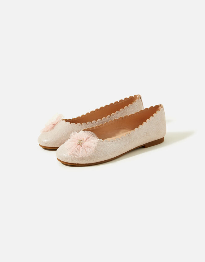 Girls Sparkle Corsage Ballerina Flats, Pink (PINK), large