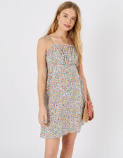 Floral Ruched Bandeau Mini Dress, Multi (BRIGHTS-MULTI), large