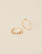 Sparkle Star and Knot Rings Set of Two, White (CRYSTAL), large