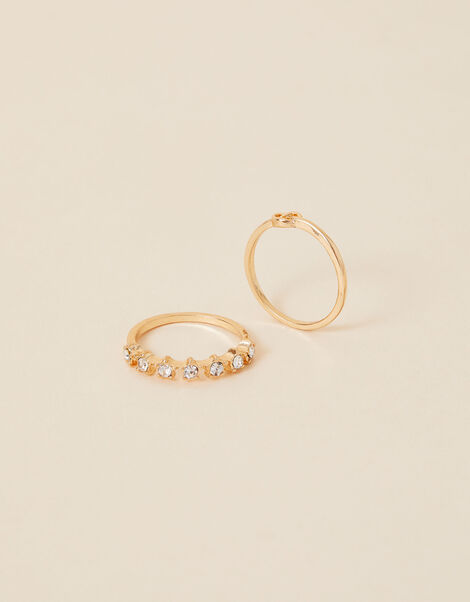 Sparkle Star and Knot Rings Set of Two White, White (CRYSTAL), large
