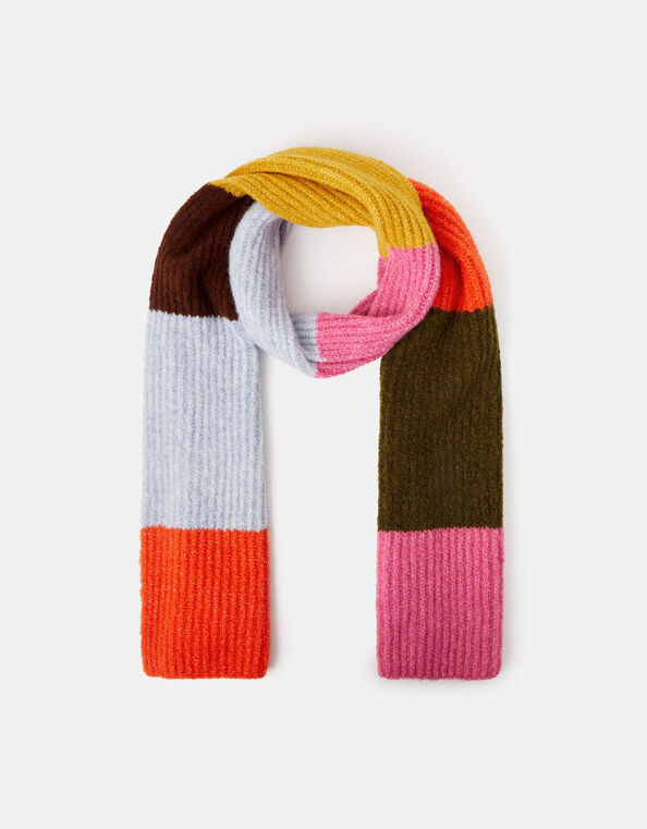 Bright Stripe Rib Knit Scarf, , large