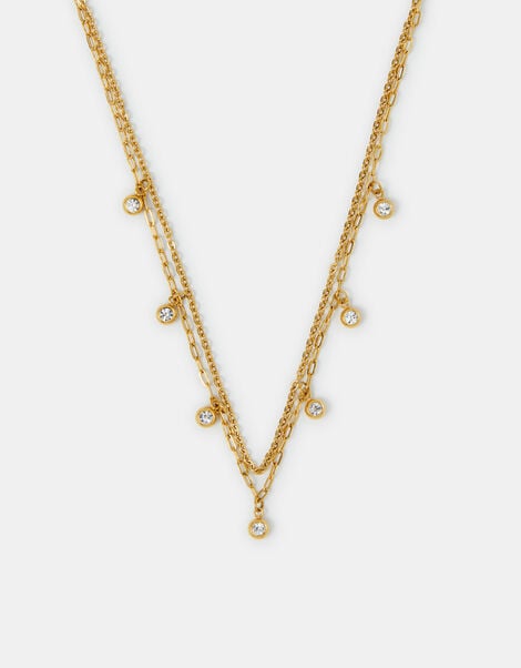 Stainless Steel Layered Charm Necklace, , large