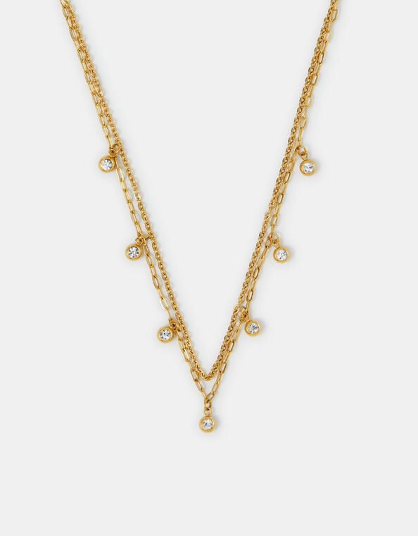 Stainless Steel Layered Charm Necklace, , large