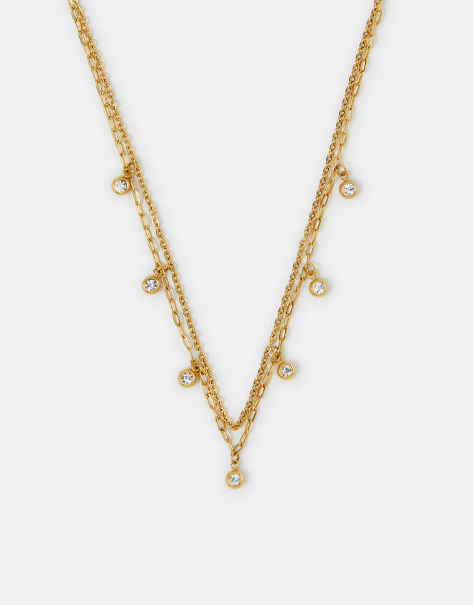 Stainless Steel Layered Charm Necklace, , large