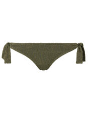 Textured Metallic Bikini Briefs, Green (KHAKI), large