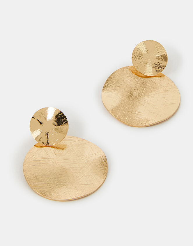 Disc Drop Earrings Gold, , large
