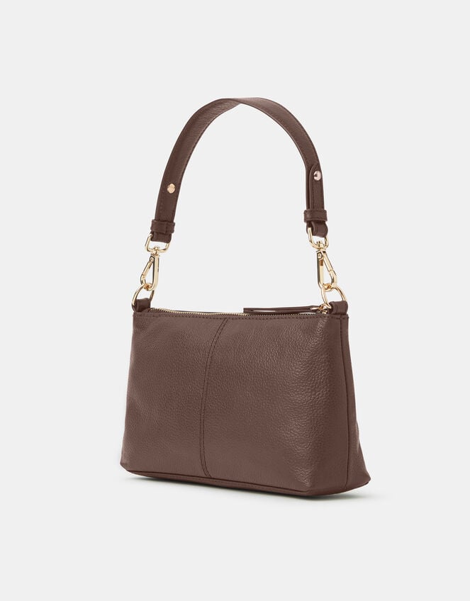 Leather Crossbody Handbag, Brown (CHOCOLATE), large