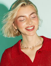 Sterling Silver-Plated Off Cut Semi-Stone Necklace, , large