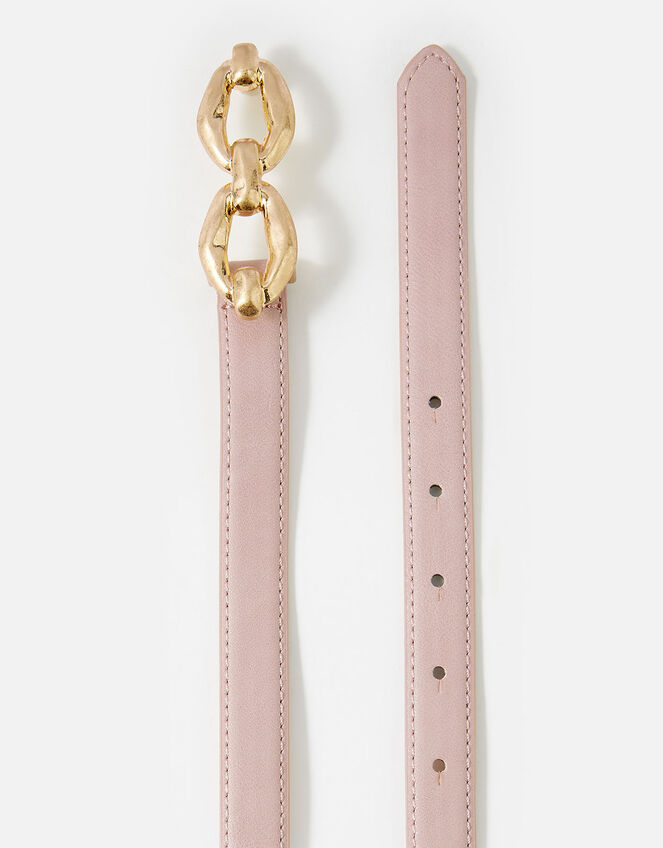 Skinny Double Hoop Buckle Belt, Nude (NUDE), large