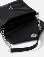 Quilted Chain Shoulder Bag, Black (BLACK), large