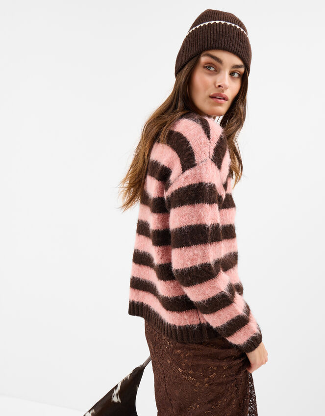 Brushed Stripe Jumper, Pink (PINK), large