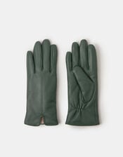 Faux Fur Lined Leather Gloves, Green (GREEN), large