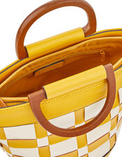 Contrast Weave Handheld Bucket Bag, Yellow (YELLOW), large