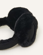 Faux Fur Suedette Ear Muffs, Black (BLACK), large