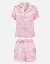Floral Satin Button Through PJ Set, Pink (PINK), large