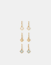 3-Pack Mini Clover Charm Hoop Earrings, , large
