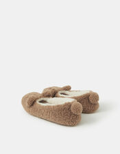 Fluffy Bear Slippers, Brown (BROWN), large