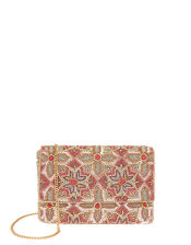 Floral Tile Embellished Clutch Bag, , large