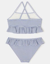 Girls Embroidered Stripe Tankini Set, Blue (BLUE), large