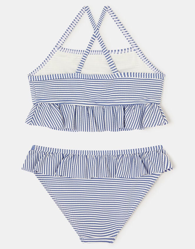 Girls Embroidered Stripe Tankini Set, Blue (BLUE), large