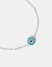 Sterling Silver-Plated Evil Eye Bracelet, , large