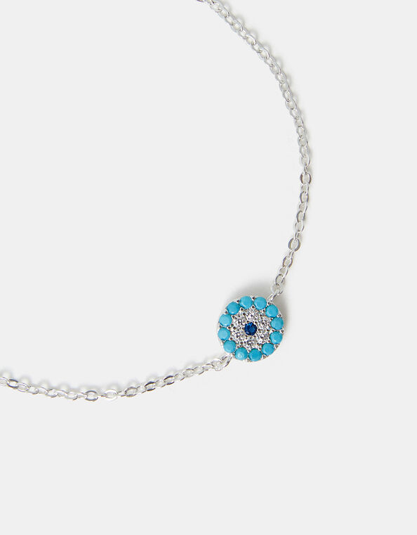 Sterling Silver-Plated Evil Eye Bracelet, , large
