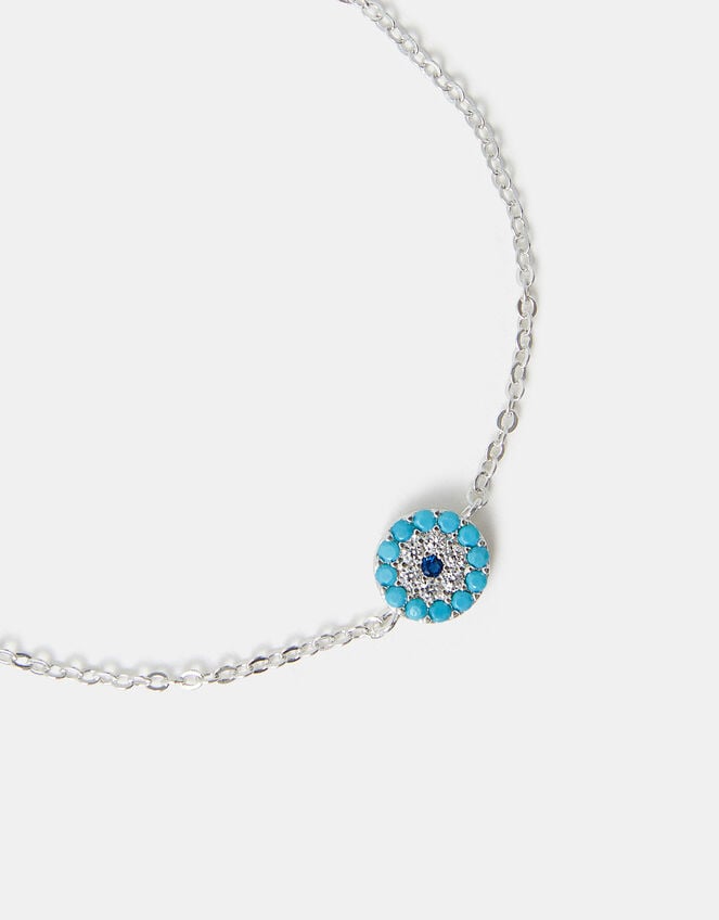 Sterling Silver-Plated Evil Eye Bracelet, , large