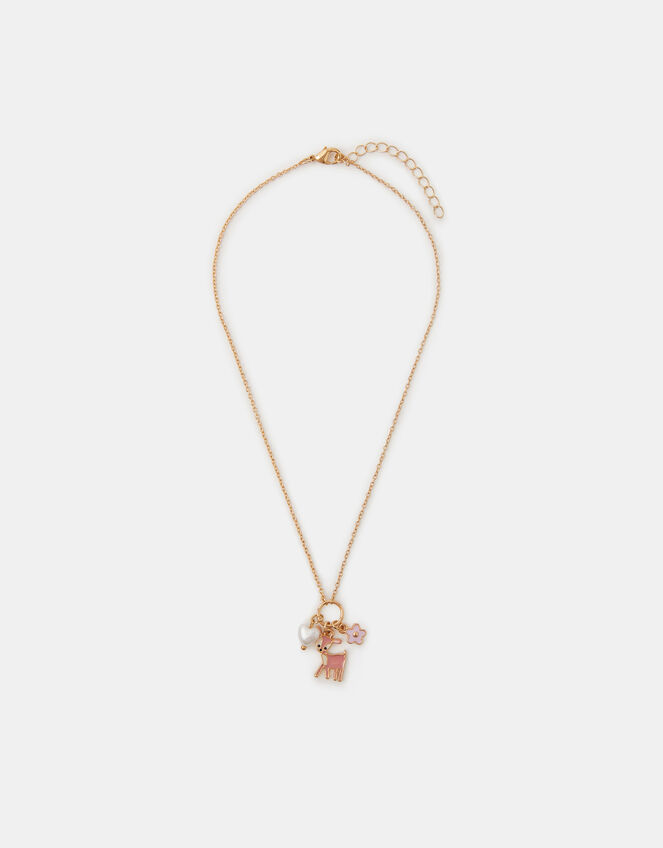 Girls Deer Charm Necklace, , large