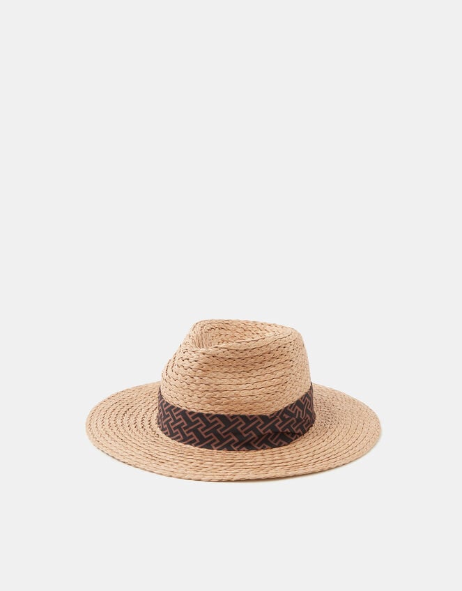Straw Fedora Hat, , large