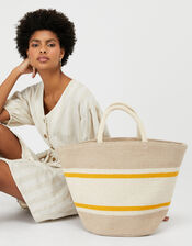 Oversized Double-Handled Basket Tote Bag, , large