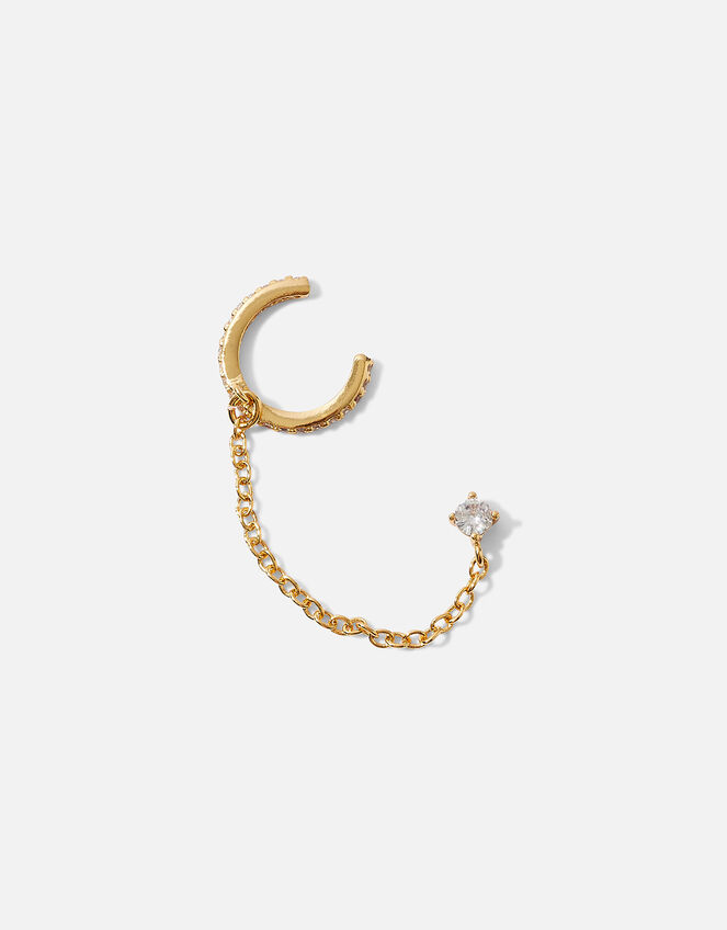 Gold-Plated Sparkle Chain Ear Cuff, , large