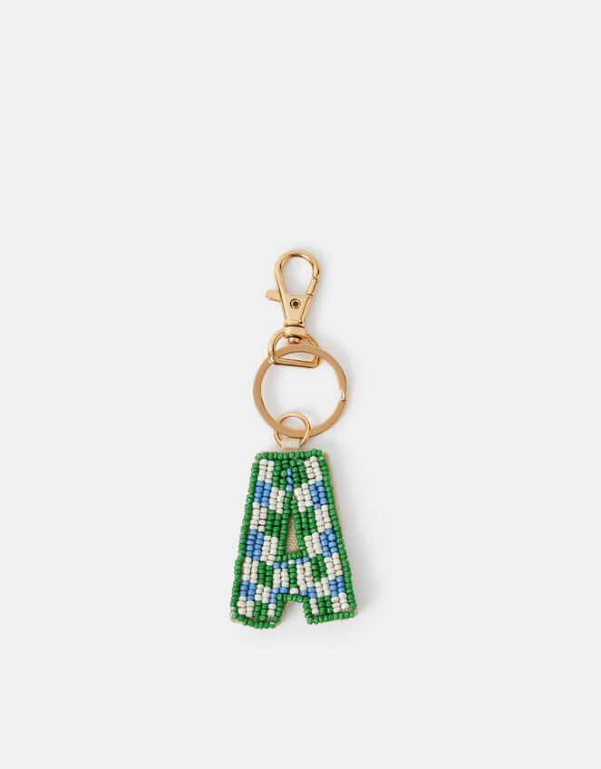 Beaded Initial Keyring, Multi (PASTEL MULTI), large
