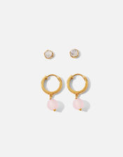 Gold-Plated Healing Stone Earrings Set of Two, , large