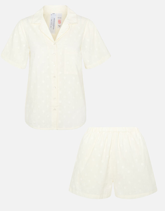 Dobby Button Down Pyjama Set, Ivory (IVORY), large