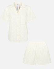 Dobby Button Down Pyjama Set, Ivory (IVORY), large