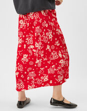Paisley Print Satin Slip Skirt, Red (RED), large