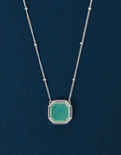 Sterling Silver-Plated Quartz Slice Pendant Necklace, , large