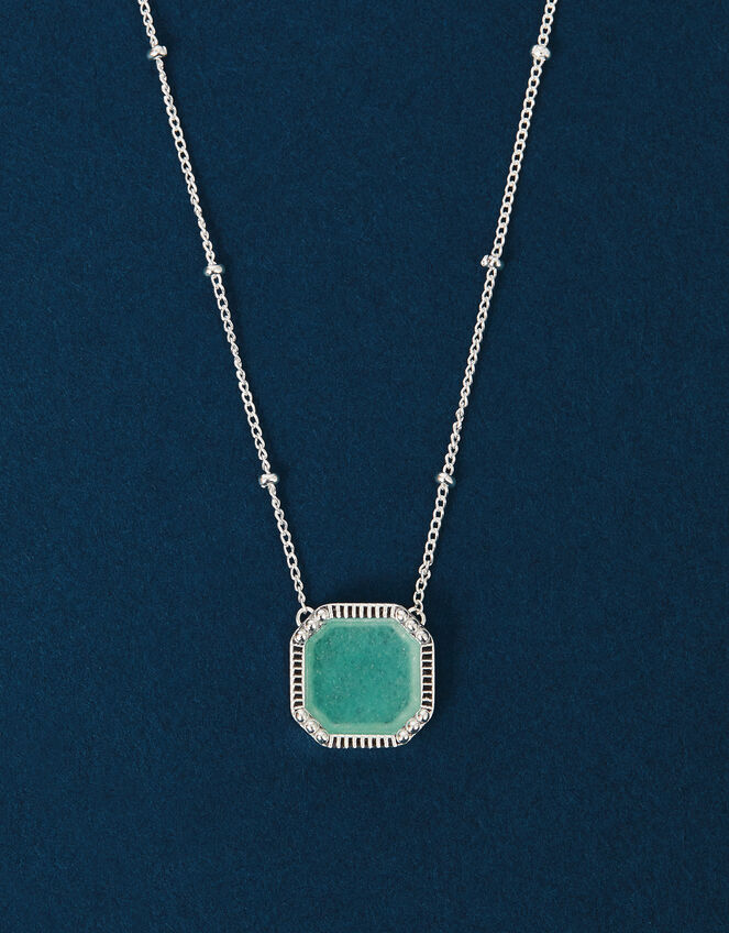 Sterling Silver-Plated Quartz Slice Pendant Necklace, , large