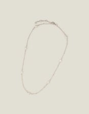 Sterling Silver-Plated Star Station Necklace, , large