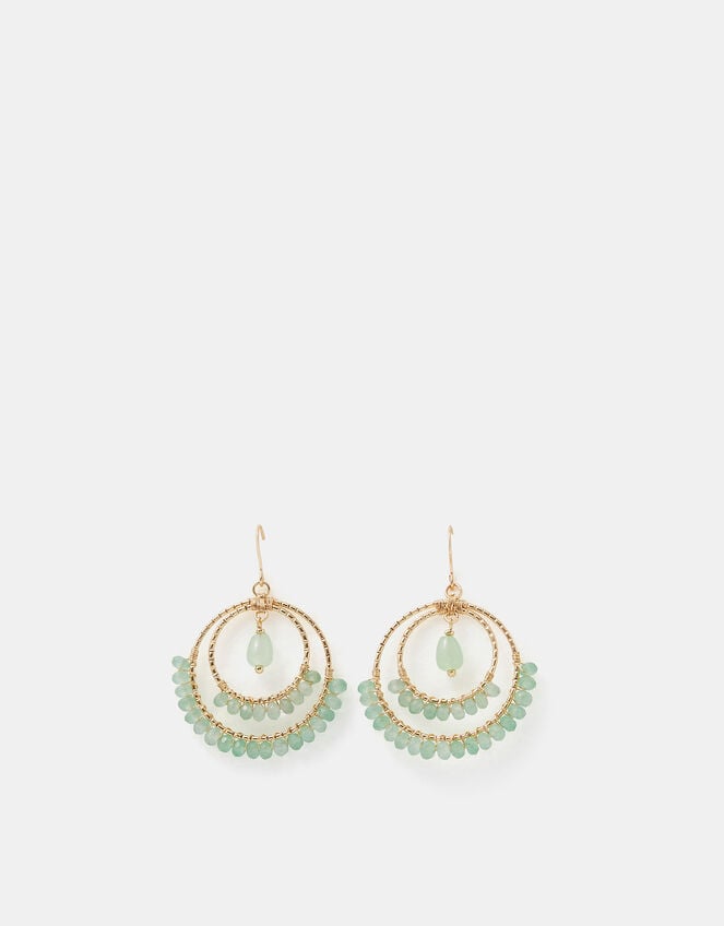 Aashiana Double Hoop Semi-Precious Drop Earrings, , large