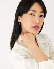 Sterling Silver Pave Ball Stretch Bracelet, , large