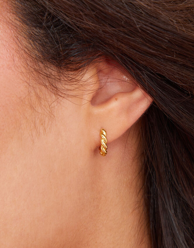 14ct Gold-Plated Sparkle Earrings Set of Two, , large
