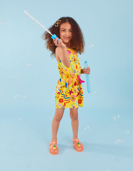 Sunshine Print Playsuit, Yellow (YELLOW), large