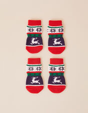 Christmas Fair Isle Dog Booties, Multi (BRIGHTS-MULTI), large