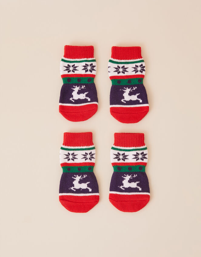 Christmas Fair Isle Dog Booties, Multi (BRIGHTS-MULTI), large