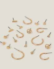 10-Pack Stud and Hoop Earrings, Gold (GOLD), large