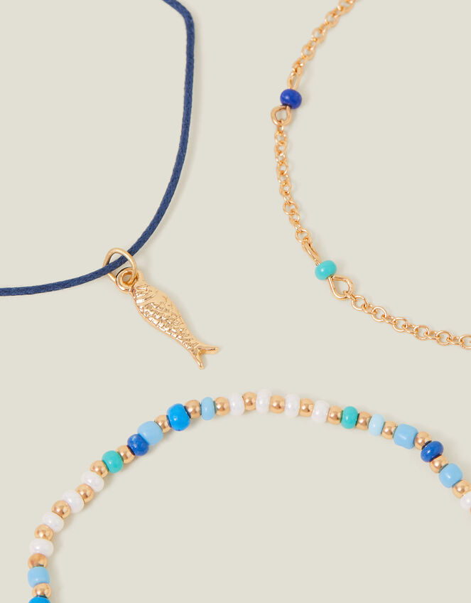 3-Pack Fish Bead Anklets, , large